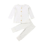 2019 Baby Spring Autumn Clothing Newborn Baby Girl Boy Knitted Long Sleeve Tops+Pants Leggings 2Pcs Outfits Solid Ribbed Clothes