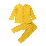 2019 Baby Spring Autumn Clothing Newborn Baby Girl Boy Knitted Long Sleeve Tops+Pants Leggings 2Pcs Outfits Solid Ribbed Clothes
