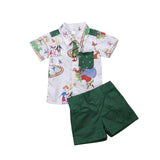 Brand NEW Christmas Clothes Set Toddler Baby Boys Clothing T Shirt Blouse Top + Shorts Summer Beach Christmas Outfits Clothes
