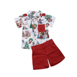 Brand NEW Christmas Clothes Set Toddler Baby Boys Clothing T Shirt Blouse Top + Shorts Summer Beach Christmas Outfits Clothes