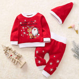 Newborn Clothes Baby Girl Clothes Baby Boy Clothes Christmas Cartoon Santa Plaid Print Pajamas Sleepwear Outfits+Hat Z4