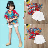 2019 Fashion Girls' Clothing Short Sleeved T - shirt Shorts Two piece summer suit