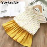 Girls Summer Girls Clothes Set Heart Printed Blouse Shirt and Skrits Baby Girl's Lovely Clothing Suit Casual Clothing for Kids Clothes