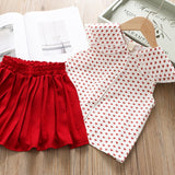 Girls Summer Girls Clothes Set Heart Printed Blouse Shirt and Skrits Baby Girl's Lovely Clothing Suit Casual Clothing for Kids Clothes