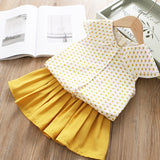 Girls Summer Girls Clothes Set Heart Printed Blouse Shirt and Skrits Baby Girl's Lovely Clothing Suit Casual Clothing for Kids Clothes
