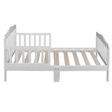 Wooden Baby Toddler Bed Children Bedroom Furniture with Safety Guardrails White
