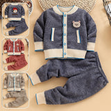2019 New Arrival Autumn Winter Long Sleeve Toddler Knit Sweater Suit Baby Boy's Clothing Sets Toddler Tracksuit Kids Cardigan