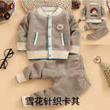 2019 New Arrival Autumn Winter Long Sleeve Toddler Knit Sweater Suit Baby Boy's Clothing Sets Toddler Tracksuit Kids Cardigan