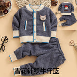 2019 New Arrival Autumn Winter Long Sleeve Toddler Knit Sweater Suit Baby Boy's Clothing Sets Toddler Tracksuit Kids Cardigan
