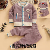 2019 New Arrival Autumn Winter Long Sleeve Toddler Knit Sweater Suit Baby Boy's Clothing Sets Toddler Tracksuit Kids Cardigan