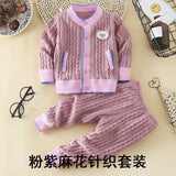 2019 New Arrival Autumn Winter Long Sleeve Toddler Knit Sweater Suit Baby Boy's Clothing Sets Toddler Tracksuit Kids Cardigan