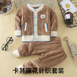 2019 New Arrival Autumn Winter Long Sleeve Toddler Knit Sweater Suit Baby Boy's Clothing Sets Toddler Tracksuit Kids Cardigan
