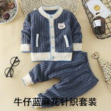 2019 New Arrival Autumn Winter Long Sleeve Toddler Knit Sweater Suit Baby Boy's Clothing Sets Toddler Tracksuit Kids Cardigan