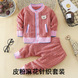2019 New Arrival Autumn Winter Long Sleeve Toddler Knit Sweater Suit Baby Boy's Clothing Sets Toddler Tracksuit Kids Cardigan