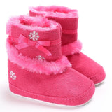 NEW  Christmas Baby Girls Shoes Winter Boots Kids Add Velvet Keep Warm Ice flower Print Children First Walkers