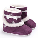 NEW  Christmas Baby Girls Shoes Winter Boots Kids Add Velvet Keep Warm Ice flower Print Children First Walkers