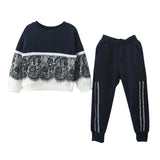 Baby Girls Fashion Patchwork Clothing Sets Children Girl's  Lace Sweatshirts + Pants Suit Outfits