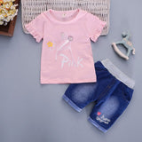 Girls IENENS 2PC Summer Girl's Clothing Sets Kids Baby Toddler Girl Outfits Suits Children Cotton Short Sleeves T-shirt + Pants