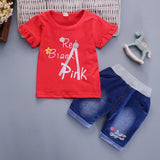 Girls IENENS 2PC Summer Girl's Clothing Sets Kids Baby Toddler Girl Outfits Suits Children Cotton Short Sleeves T-shirt + Pants