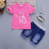Girls IENENS 2PC Summer Girl's Clothing Sets Kids Baby Toddler Girl Outfits Suits Children Cotton Short Sleeves T-shirt + Pants