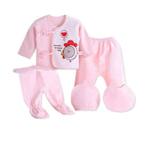 Newborn Infant Baby Suits Boys Girls Clothes Sets tops Pants bibs hats Girl Clothing set for baby girls outfit 5PCS/SET
