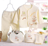 Newborn Infant Baby Suits Boys Girls Clothes Sets tops Pants bibs hats Girl Clothing set for baby girls outfit 5PCS/SET