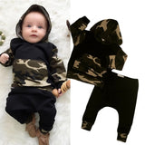 Baby Boy Clothes Girl Army Green Tops + Long Pants Set Toddler Hooded Tops Clothing  Newborn Baby Boys Clothes Set