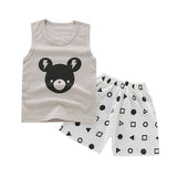 2PCS hot sell boy 2019 summer clothing set sleeveless Cartoon Animal Print Tops Vest +short pants children boy's clothes sets
