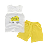 2PCS hot sell boy 2019 summer clothing set sleeveless Cartoon Animal Print Tops Vest +short pants children boy's clothes sets