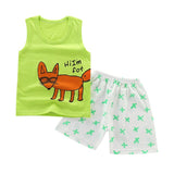 2PCS hot sell boy 2019 summer clothing set sleeveless Cartoon Animal Print Tops Vest +short pants children boy's clothes sets
