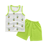 2PCS hot sell boy  summer clothing set sleeveless Cartoon Animal Print Tops Vest +short pants children boy's clothes sets