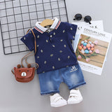 Summer Children's Clothing Kids Cartoon T-shirt & Denim Shorts Boy's Set Cotton Casual Baby Boy Sets 2pcs 0-4Y