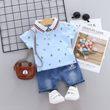 Summer Children's Clothing Kids Cartoon T-shirt & Denim Shorts Boy's Set Cotton Casual Baby Boy Sets 2pcs 0-4Y