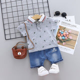 Summer Children's Clothing Kids Cartoon T-shirt & Denim Shorts Boy's Set Cotton Casual Baby Boy Sets 2pcs 0-4Y