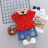 Summer Children's Clothing Kids Cartoon T-shirt & Denim Shorts Boy's Set Cotton Casual Baby Boy Sets 2pcs 0-4Y