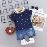 Summer Children's Clothing Kids Cartoon T-shirt & Denim Shorts Boy's Set Cotton Casual Baby Boy Sets 2pcs 0-4Y