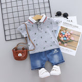 Summer Children's Clothing Kids Cartoon T-shirt & Denim Shorts Boy's Set Cotton Casual Baby Boy Sets 2pcs 0-4Y