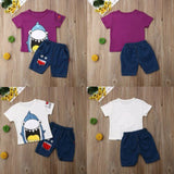 2019 Summer Baby Boy's New Short-sleeved Two Pieces Set Infant New Outwear Suit Shark Pattern Boy Clothing Set 1-5Years