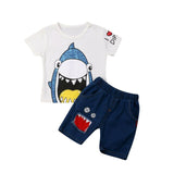 2019 Summer Baby Boy's New Short-sleeved Two Pieces Set Infant New Outwear Suit Shark Pattern Boy Clothing Set 1-5Years