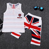 hot sell boy 2018 summer clothing set sleeveless white shirt+short pants children boy's clothes sets 3 colors size: 12M-18M-24M