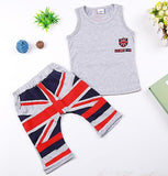 hot sell boy 2018 summer clothing set sleeveless white shirt+short pants children boy's clothes sets 3 colors size: 12M-18M-24M
