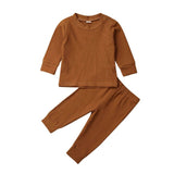 2pcs Newborn Infant Baby Kid Boy Girl Clothes Jumpsuit Romper Leggings Pants Set Pure Color Autumn Winter Warm