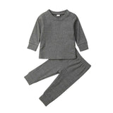 2pcs Newborn Infant Baby Kid Boy Girl Clothes Jumpsuit Romper Leggings Pants Set Pure Color Autumn Winter Warm