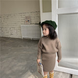 Girls 2019 New Children Korean Girl's Wool Knitted Suit Top + Half Skirt Two-piece Suit Kids Baby Clothing Sets Girls Pullover Sweater