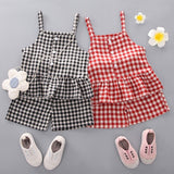 Girls 2019 Summer Fashion Newborn Baby Girls Clothing Sets Sweet Plaid Sleeveless T-shirts+Shorts Outfits Clothes Summer Girl's Set