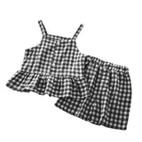 Girls 2019 Summer Fashion Newborn Baby Girls Clothing Sets Sweet Plaid Sleeveless T-shirts+Shorts Outfits Clothes Summer Girl's Set