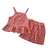 Girls 2019 Summer Fashion Newborn Baby Girls Clothing Sets Sweet Plaid Sleeveless T-shirts+Shorts Outfits Clothes Summer Girl's Set