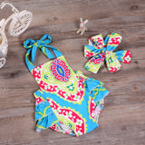 Baby Girls Princess Girls Clothing Floral Print Bodysuits +Headband Sets Kids Girl's Jumpsuits Apparel