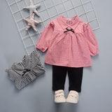 IENENS 2PC Girls Princess Clothes Clothing Sets Kids Children Girl Outfits Suits Baby Toddler Girl's Plaid Shirts + Pants 1-4Y