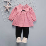IENENS 2PC Girls Princess Clothes Clothing Sets Kids Children Girl Outfits Suits Baby Toddler Girl's Plaid Shirts + Pants 1-4Y